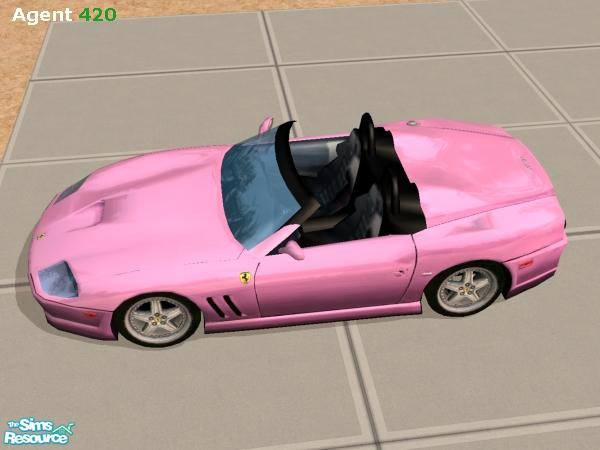 Sims 2 — Light Pink Ferrari 550 Barcheta by Agent420 — A Light Pink Paint Job for the Ferrari 550 Barcheta. MESH by