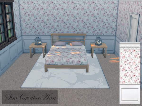 Sims 4 — Romantic #1 by Sim_Creator_Ann — A romantic wallpaper, which haves 4 swatches, 3 wall heights and it's base