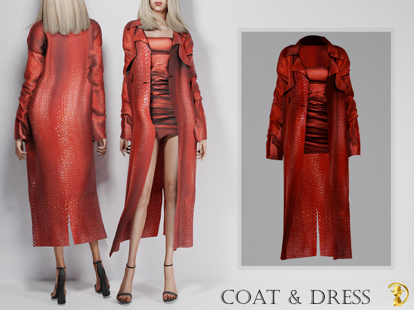 Sims 4 — [PATREON] (Early Access) Coat & Dress by Daph's — 5 Swatches Compatible with HQ mod Works with all of skins