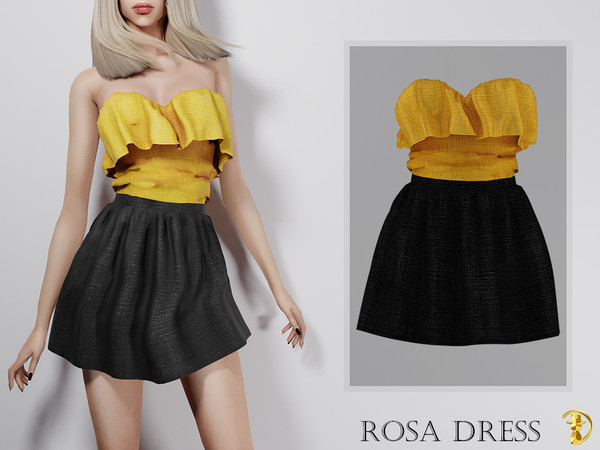 Sims 4 — [PATREON] (Early Access) Rosa Dress by Daph's — 5 Swatches Compatible with HQ mod Works with all of skins Custom