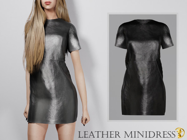 Sims 4 — [PATREON] (Early Access) Leather minidress by Daph's — 6 Swatches Compatible with HQ mod Works with all of skins