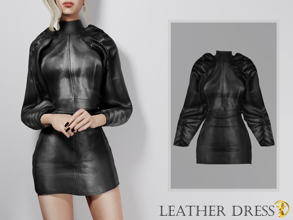 Sims 4 — [PATREON] (Early Access) Leather Dress by Daph's — 10 Swatches Compatible with HQ mod Works with all of skins