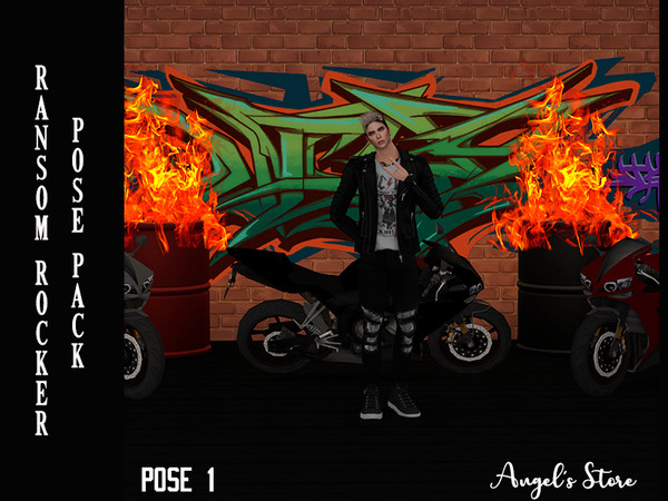 Sims 4 — Ransom Rocker Pose Pack by Angels_Store — The sims rocker men pose pack that includes four poses for men in the