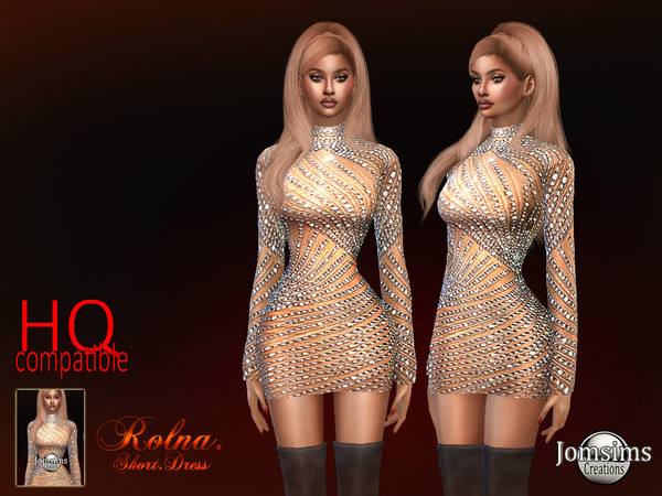 Sims 4 — Rolna short dress by jomsims — Rolna short dress dress sims 4 for her Short dress, flesh color. with sleeves and