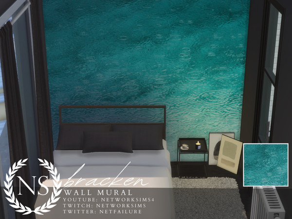 Sims 4 — Bracken Wall Mural - Networksims by networksims — A 6-piece wall mural of rain hitting water.