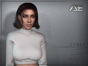 Sims 4 — Ade - Cyber Style 3 (Hairstyle) by Ade_Darma — New Hair Mesh 47 Colors HQ Textures No Morph Smooth Weight Works