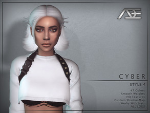 Sims 4 — Ade - Cyber Style 4 (Hairstyle) by Ade_Darma — New Hair Mesh 47 Colors HQ Textures No Morph Smooth Weight Works