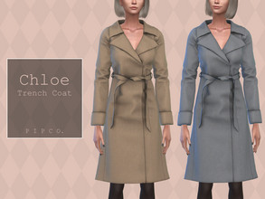 Sims 4 — Chloe Trench Coat. by Pipco — A belted trench coat in 27 colors. Base Game Compatible New Mesh All Lods Specular