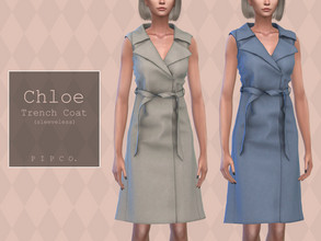 Sims 4 — Chloe Trench Coat (Sleeveless). by Pipco — A belted trench coat in 27 colors. Base Game Compatible New Mesh All