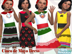 Sims 4 — Girls Cinco De Mayo Dress - Needs EP Seasons by Pelineldis — A sweet Cinco De Mayo dress for girls in four