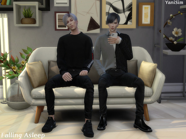 Sims 4 — Falling Asleep (Pose Pack) by YaniSim — Contains of 8 poses 4 group poses Height adjusted Custom thumbnail I