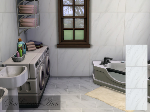 Sims 4 — Bathroom Tiles by Sim_Creator_Ann — Big bathroom tiles, which comes in 2 swatches and 3 wall heights. Price: 10