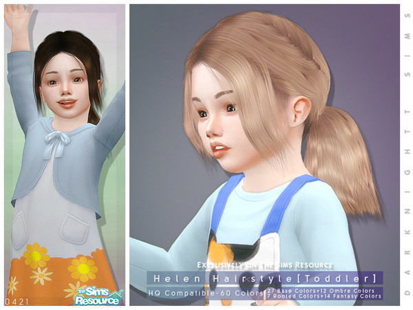 Sims 4 — Helen Hairstyle [Toddler] by DarkNighTt — Helen Hairstyle [Toddler] 60 colors (27 Base Colors+12 Ombre Colors+7