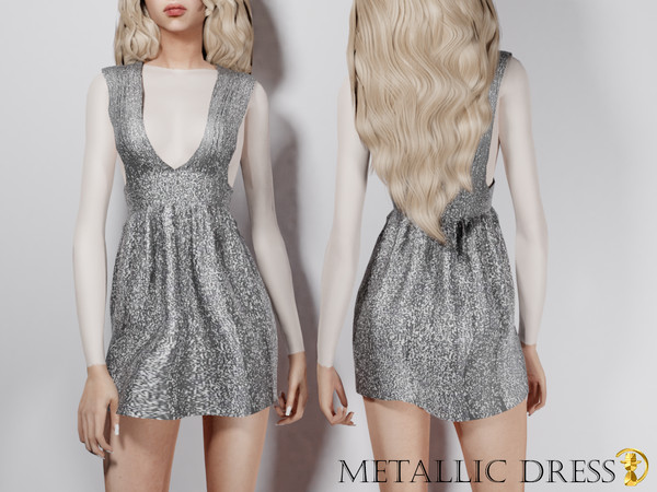 Sims 4 — [PATREON] (Early Access) Metallic minidress by Daph's — 10 Swatches Compatible with HQ mod Works with all of
