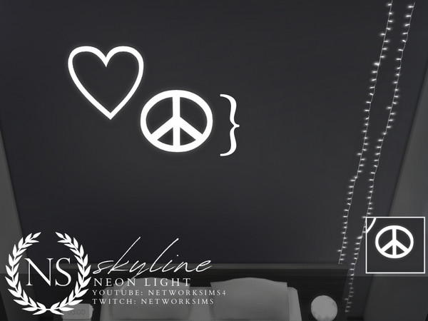 Sims 4 — Skyline Peace Neon - Networksims by networksims — A peace-sign shaped neon light.