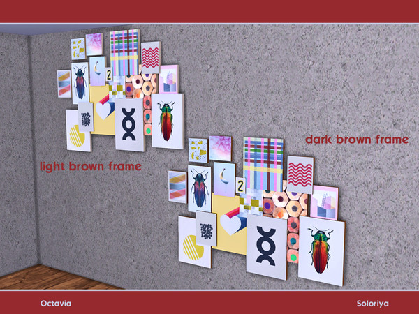 Sims 4 — Octavia. Posters by soloriya — Many posters in one mesh. Part of Octavia set. 2 color variations. Category: