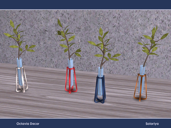 Sims 4 — Octavia Decor. Plant by soloriya — Plant in a flask. Part of Octavia Decor set. 4 color variations. Category: