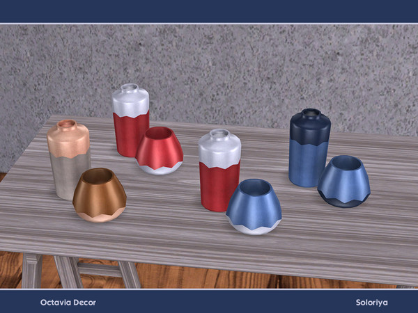 Sims 4 — Octavia Decor. Vases, v1 by soloriya — Vases, version one. Part of Octavia Decor set. 4 color variations.