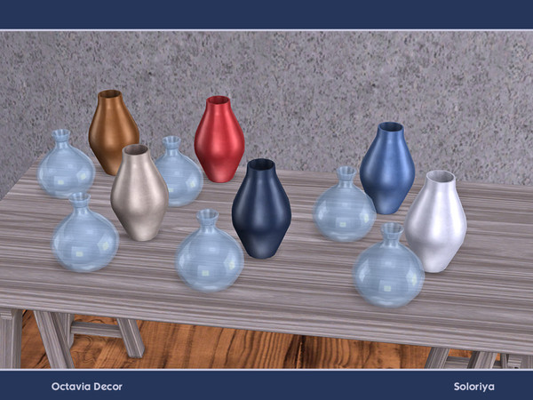 Sims 4 — Octavia Decor. Vases, v2 by soloriya — Vases, version two. Part of Octavia Decor set. 6 color variations.