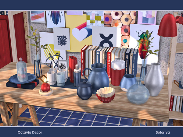Sims 4 — Octavia Decor by soloriya — Miscellaneous decorative objects for your house. Includes 9 objects: --books, --two