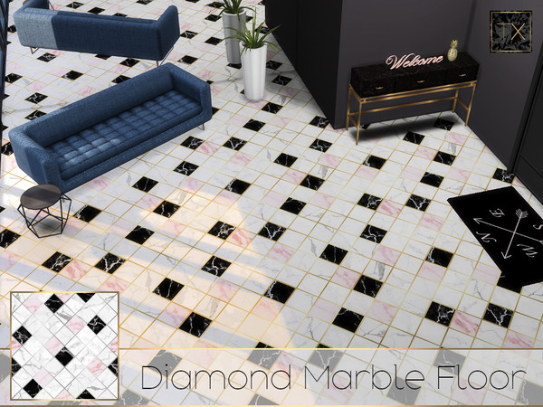 Sims 4 — Diamond Marble Floor by theeaax — Diamond Marble Floor 2 Different swatches 2 Colors (Gold and silver) Gives