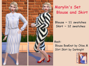 Sims 4 — ws Marylins Blouse and Skirt Set - RC by watersim44 — I have a new created Set vintage-style of Marylin.