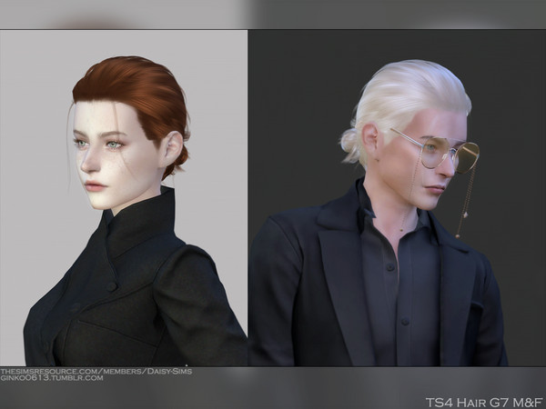 Sims 4 — [Patreon] Male & Female Hair G7  by Daisy-Sims — 18 colors hat compatible all LODs 8.9k poly at LOD0 HQ
