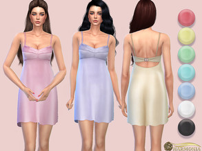 Sims 4 — Open-back Silhouette Dress with Bra-like Top by Harmonia — Mesh by Harmonia 7 color Please do not use my