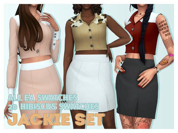Sims 4 — Solistair Jackie SET by Solistair — Female tops & bottoms EA Colours & Hibiscus Palette Base Game