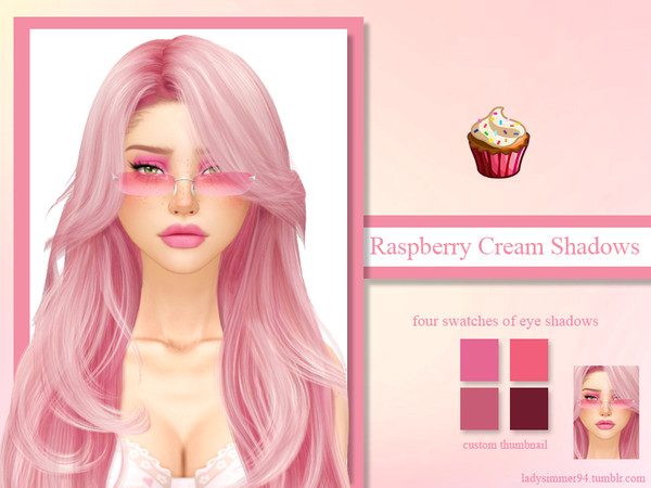Sims 4 — Raspberry Cream Shadows  by LadySimmer94 — PLEASE READ CREATOR NOTES BEFORE COMMENTING BGC 4 swatches Custom