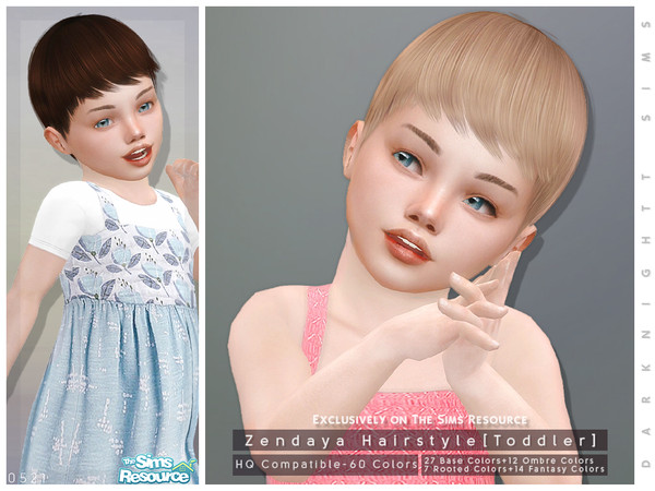 Sims 4 — Zendaya Hairstyle [Toddler] by DarkNighTt — Zendaya Hairstyle [Toddler] 60 colors (27 Base Colors+12 Ombre