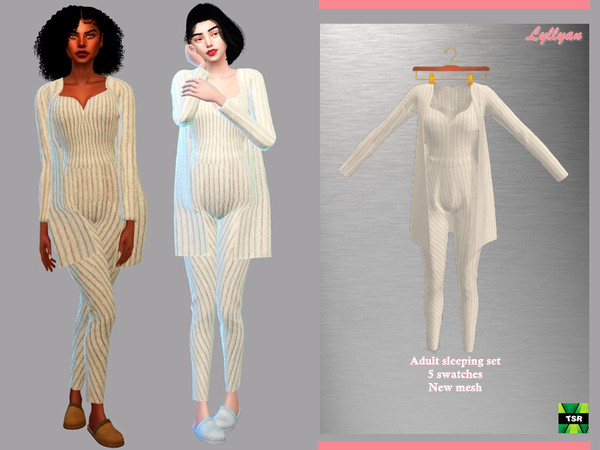 Sims 4 — Adult sleeping set Samanta by LYLLYAN — - New Mesh -Neutral colors - All Lods -5 Swatches - Custom thumbnail -