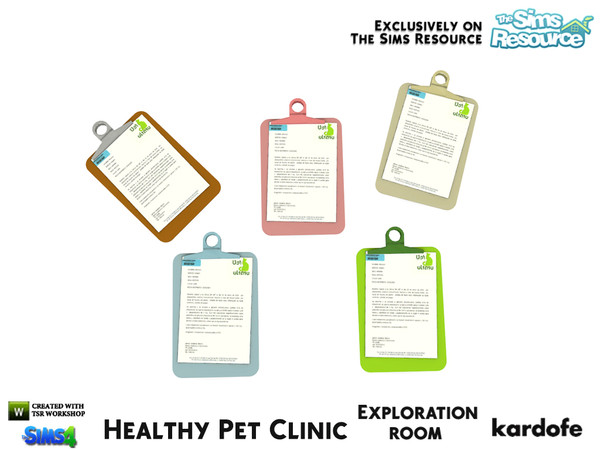 Sims 4 — kardofe_Healthy Pet Clinic_Medical report by kardofe — Decorative, clinical report folder, in five color options