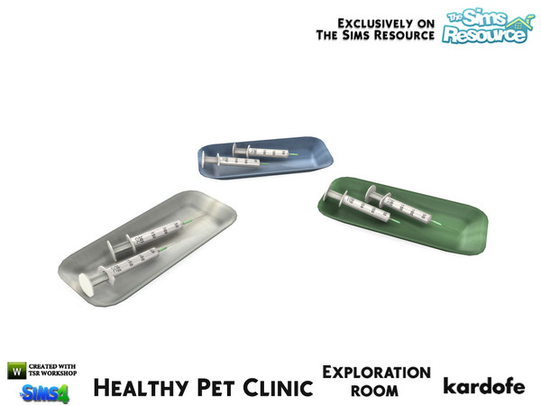Sims 4 — kardofe_Healthy Pet Clinic_Syringe by kardofe — Metal tray with two syringes, decorative, in three color choices