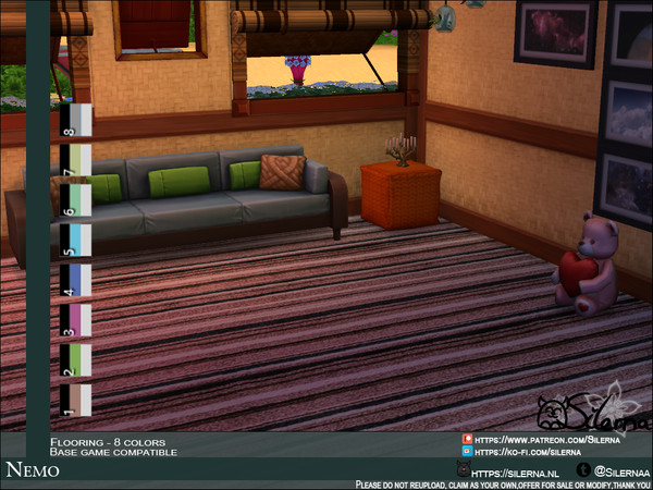 Sims 4 — Nemo by Silerna — - Basegame compatible - Flooring - Carpet - 8 different colors - Please do not reupload, claim