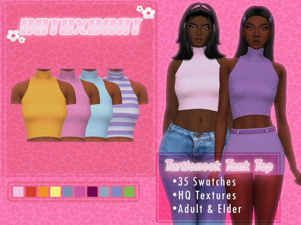 Sims 4 — [B0T0XBRAT] Turtleneck Knit Tank Top by B0T0XBRAT — Hi bunnies -HQ Texture -All Lods -Teen, Adult & Elder