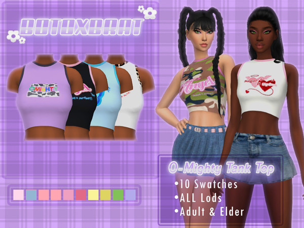 Sims 4 — [B0T0XBRAT] O-Mighty Tank Top by B0T0XBRAT — Hi bunnies -HQ Texture -All Lods -Teen, Adult & Elder -Base
