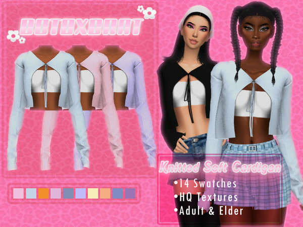 Sims 4 — [B0T0XBRAT] Knitted Soft Cardigan by B0T0XBRAT — Hi bunnies -HQ Texture -All Lods -Teen, Adult & Elder -Base