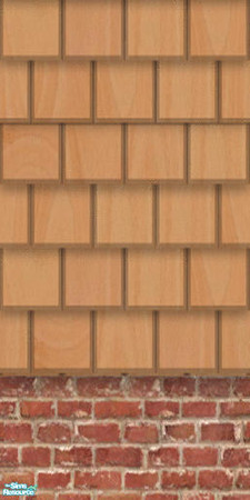 Sims 2 — Wood Shakes American Beech brick bottom by TSR Archive — Shake siding in light, airy, American beech with a