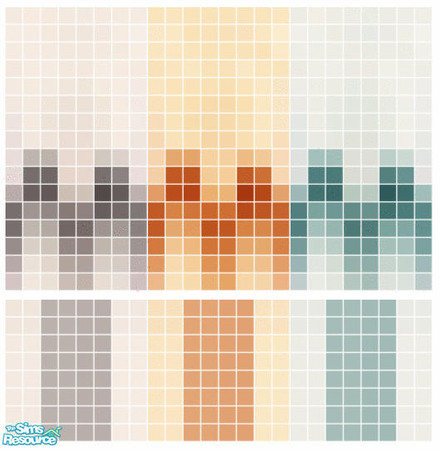 Sims 2 — Metropolis Tile Set by s00z — Three tiled walls with coordinating floors.