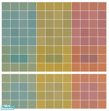 Sims 2 — Wish Tile Set by s00z — Three tiled walls with coordinating floors.