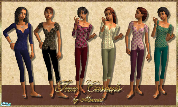Sims 2 — Teen Casuals by minicart — A set of six pretty casual outfits for your teen Sim.