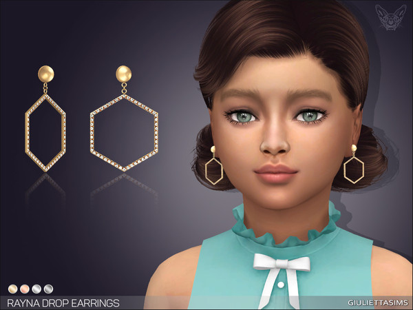 Sims 4 — Rayna Drop Earrings For Kids by feyona — * 4 swatches * Base game compatible, feminine style choice, disallowed