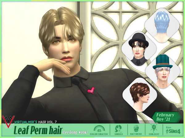 Sims 4 — '21 Lee Dong-wook hair - Leaf perm by virtualmir — - teen to elder(no child) - male & female compatible - 45