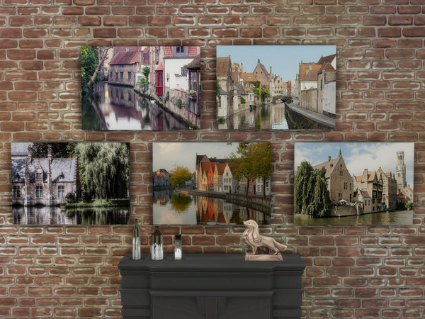 Sims 4 — World Places-Bruges, Belgium by spitzmagic — A set of 5 photographic prints of the beautiful city of Bruges