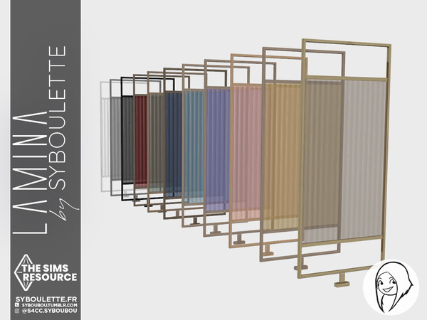 Sims 4 — Glassy room divider (half size) by Syboubou — This divider is made of a metal frame and a textured colored glass