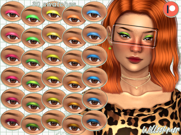 Sims 4 — [PATREON] Tropic Punch EYESHADOW by Willeekmer — BGC 30 swatches Teen - Elder Male - Female Custom thumbnail