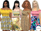 Sims 4 — sara dress by wondersim by wondersim_ — - custom thumbnail - 4 different patterns - teen - elder Mesh needed
