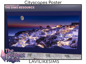 Sims 4 — The Perfect Night LLS Cityscapes Poster by lavilikesims — A large mural that is 7 wide small height, with images