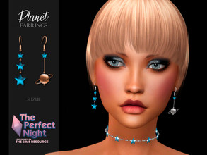 Sims 4 — The Perfect Night - Planet Earrings by Suzue — -New Mesh (Suzue) -10 Swatches -For Female and Male (Teen to